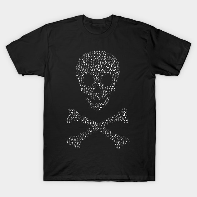 Skull and Crossbones Made of Hearts T-Shirt by Muzehack